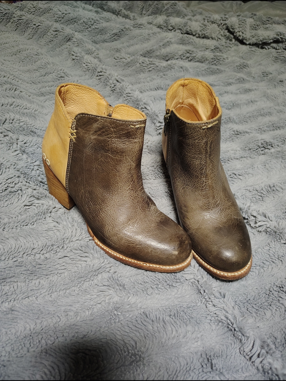 Women’s Two-Tone Brown & Tan Leather Ankle Boots
